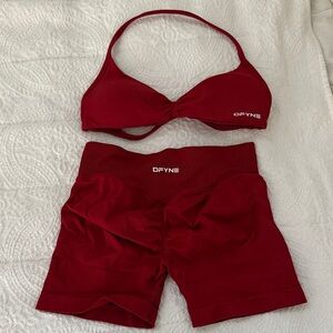 IMPACT DFYNE Women's Athletic Shorts + Sports Bra - Deep Red